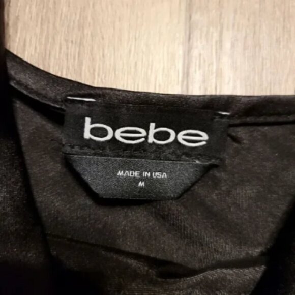 Bebe Cow Neck Satin Black Slip Dress Size M NWT - Picture 4 of 5